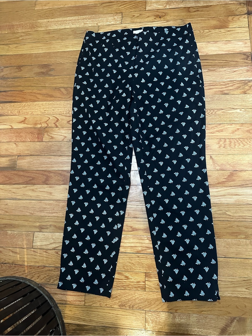 J Jill Black White Paisley Print Ankle Pants Straight Leg Career 14 Tall